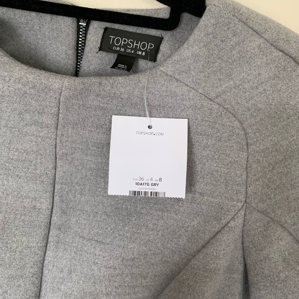 Topshop / Gray A Line Box Pleat Dress